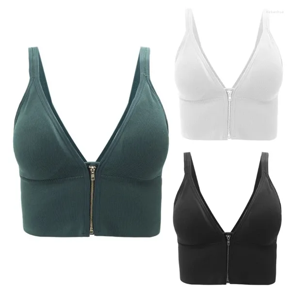 Yoga Outfit 270C Chiusura frontale da donna Reggiseno sportivo Imbottiture rimovibili Reggiseni da allenamento con retro scollato senza ferretto con cerniera per palestra Fitness