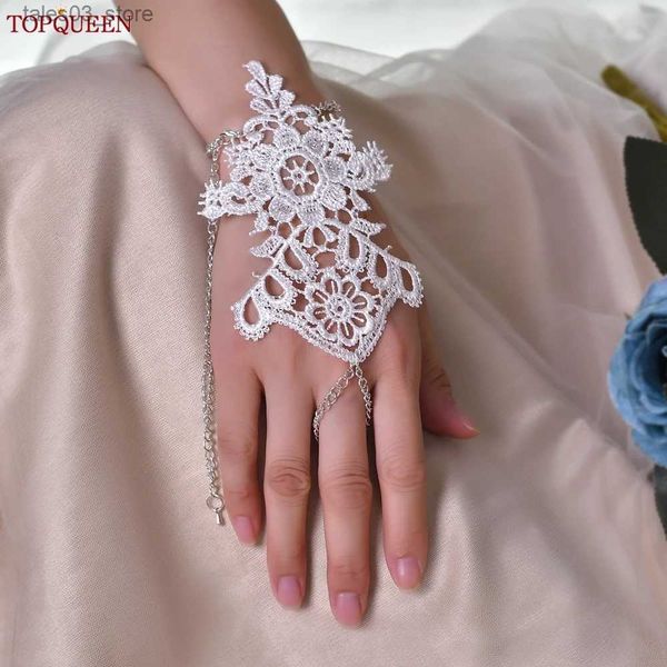 Fußkettchen TOPQUEEN Braut Spitzenarmband Damen Mädchen Fingerarmband Fußkettchen Kette Hochzeit Party Geschenke ST72 Q231113