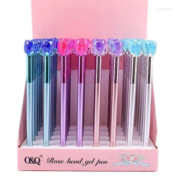 40pcs/Los Crystal Rose Blume Diamant Gel Korea kreatives Wasserschild Stift Girls Lady Party Geschenk schreiben Rollerball