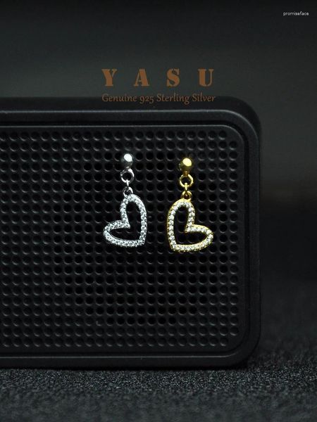 Orecchini a bottone Yasu autentico cuore d'amore coreano in argento sterling 925 per le donne Accessori di gioielli da sposa di lusso placcati in oro 14 carati