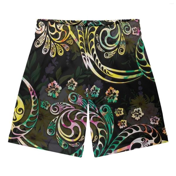 Shorts masculinos polinésio tribal fijian totem tatuagem fiji imprime fitness musculação verão ginásios malha rápida secagem esportiva jogger praia