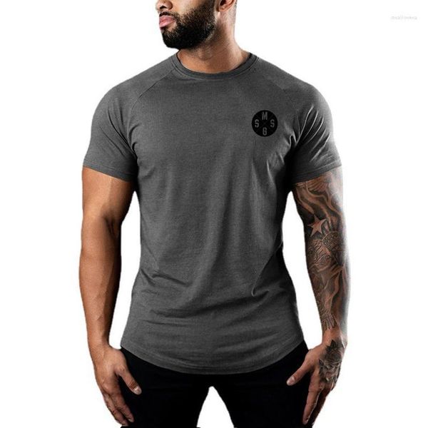 Herren T-Shirts Sommer Casual Fashion Herren Sport Slim Fit Kurzarm T-Shirt Herren Gym Fitness Bodybuilding Workout Baumwolle Tops Kleidung