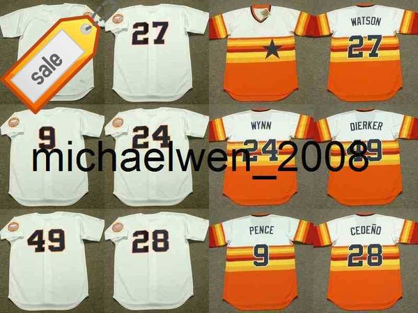 Mich28 9 HUNTER PENCE 24 JIMMY 27 BOB WATSON 28 CEDENO 49 LARRY DIERKER Maglia anni '60 uomo gioventù donna