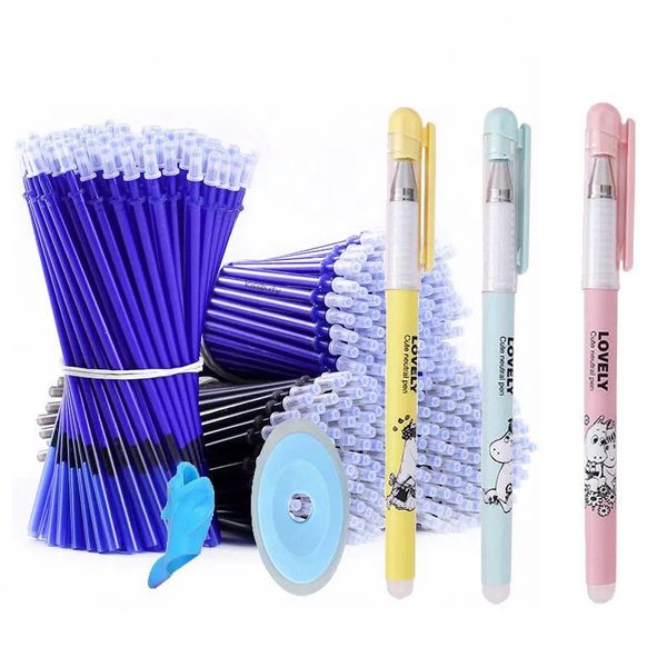 Canetas esferográficas 25pcslot bonito dos desenhos animados urso gel caneta mágica apagável recargas haste tinta azul preta para material escolar de escritório kawaii papelaria 231113