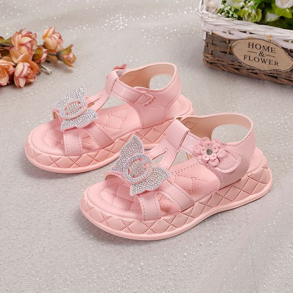 Sandals Sandals infantis Plataforma de meninas Princesa Flores Kids Baby Summer Shoes 2136 Beige Pink Soft Footwear Fashion 230412