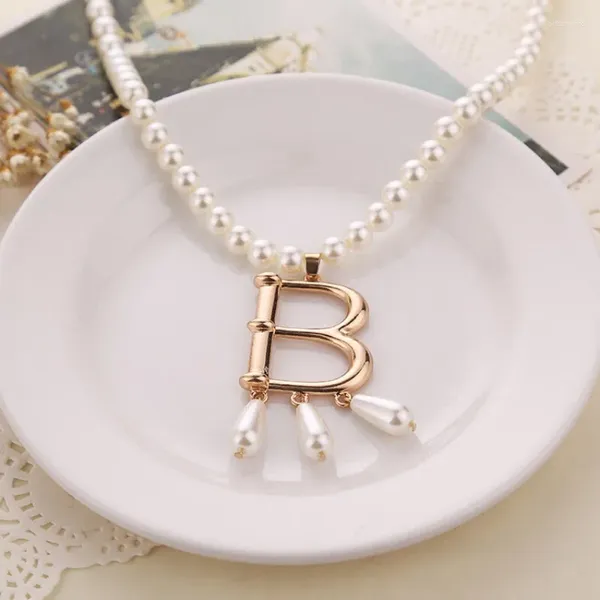 Anhänger Halsketten Mode Perle Buchstabe B Halskette Mädchen Frauen Kragen Freund Halloween Schmuck Geschenk Party Geburtstag