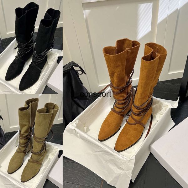 Tasarımcı Isabel Marants Boot Paris Fransa Üst Ayakkabı Süet Kovboy Diz Yüksek Botlar Stil Batı Dikiş Buzağı Retro Vintage Kış Deri Ayakkabı Boyutu 35 40