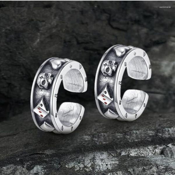 Ohrstecker Geheime Jungen Punk Fashion Poker Silber Farbe Ohrring 925 Ohrstulpen Für Frauen Männer Gothic Schmuck Geschenk Großhandel