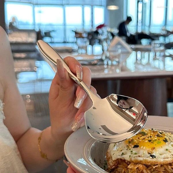 Colheres Net Red Sobremesa Colher Grande Cabeça Pote Sopa Cozinha Suprimentos Ferramentas de Mingau de Aço Inoxidável