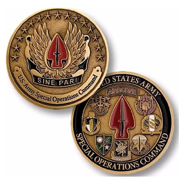 Армия США специальные операции командование Sine Pari Древняя бронзовая монета