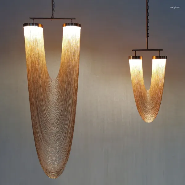 Lustres contemporâneos designer único borla lustre dourado luz casamento decorativo para sala de estar jantar viilla