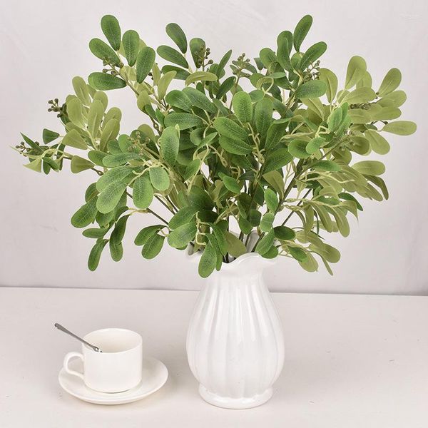 Flores decorativas de ramo de jujubo artificial Willow Leave