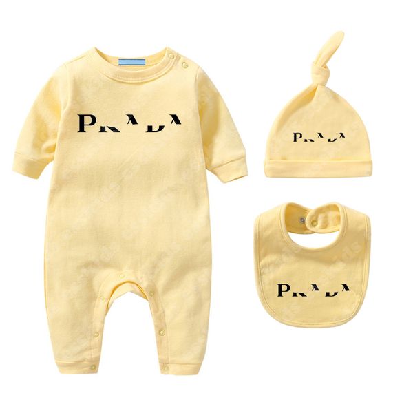 Designer Baby Onesies Chapéu Babadores Burp Panos Infantil Bodysuit Luxo Romper 100% Algodão Macacão Meninos Meninas Traje Macacões Roupas Macacão Bodysuits para Bebês