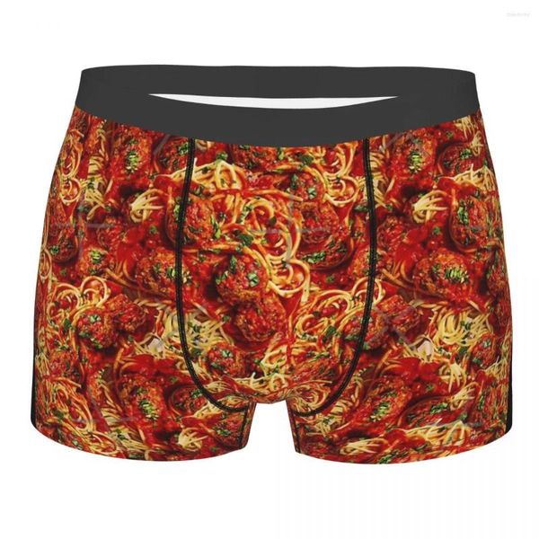 Mutande Food Lover Art Spaghetti e polpette Mutandine di cotone Intimo da uomo Pantaloncini sexy Boxer