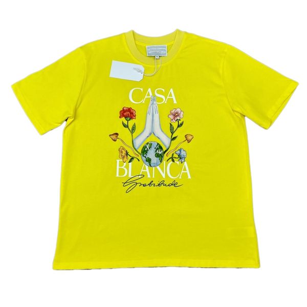 Magliette da uomo Designer Tshirt Casablanc Moda Giallo Casual Uomo Abbigliamento Street T-shirt Tennis Club Casa Blanca Pantaloncini Abiti a maniche Graphic Tee