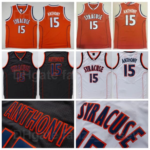 NCAA College Basketball Syracuse Orange Camerlo Anthony Jersey University Schwarz Weiß Teamfarbe Alle Nähte Atmungsaktives Shirt für Sportfans