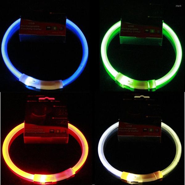 Собачья воротники светодиодные ожерелья для питомца USB Зарядка Teddy Night Light для маленьких и средних собак кошек