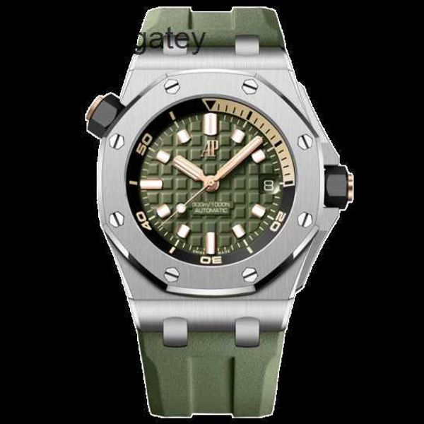 Ap Swiss Luxury Watch Novo Epic Royal Oak Offshore Series Precision Steel Rubber Belt Máquina Automática 15720st Luxury Watch 15720st.oo.a052ca.01 Green Plate 4sxs
