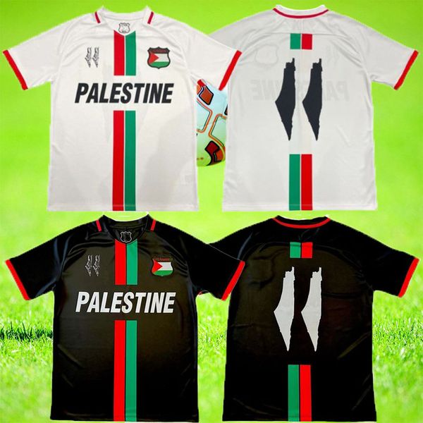 2023 2024 maglie da calcio palestinesi gratuite Maglia da calcio nera a righe centrali Maglia da calcio War Justice March