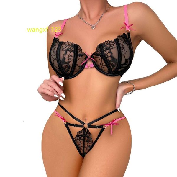 Biancheria intima erotica della biancheria da notte erotica del merletto della maglia del ricamo della biancheria intima sexy nera di vendita calda