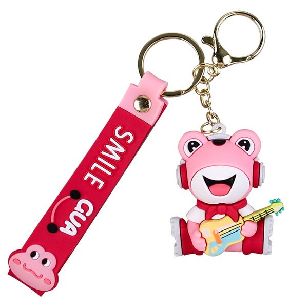 Chaveiro com pingente de sapo, chaveiro fofo de desenho animado para guitarra, sapo solitário, bolsa escolar simples para carro, pingente de chaveiro hw0129