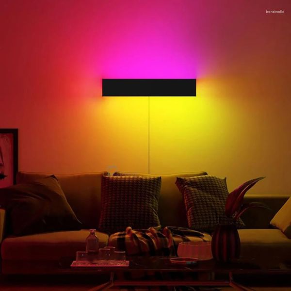 Wandleuchte Nordic Schwarz Weiß Fernbedienung RGB LED Für Wohnzimmer Dekoration Bunte Lichter Schlafzimmer Esszimmer Innenbeleuchtung