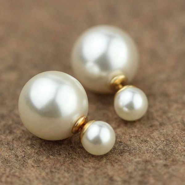 Stud 1 Paar Frauen Ohrringe Perle Zweiseitige Elegante Dame Perlen Ohrstecker Ohrringe für Frauen Bijoux Korean Girl Ohrring Schmuck Geschenk P230411