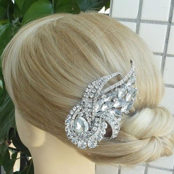 Grampos de cabelo acessórios de noiva strass pente de casamento cristal estilo vintage joias hse04243c1