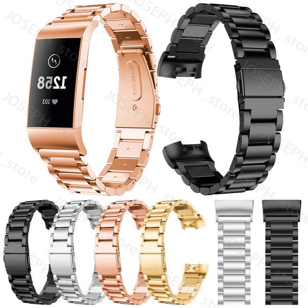 Altri accessori moda nuovo cinturino di ricambio cinturino da polso cinturino in acciaio inossidabile cinturini per orologi in metallo accessorio per Fitbit Charge 3 Smart Brace J230413