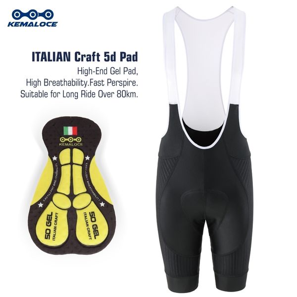 Pantaloncini da ciclismo KEMALOCE Road Blank Pantaloncini da ciclismo neri Antiurto 5D Gel Pad Pantaloncini con bretelle da bici Riflettenti Uomo MTB Lycra Calzamaglia da bicicletta Knicker 230412