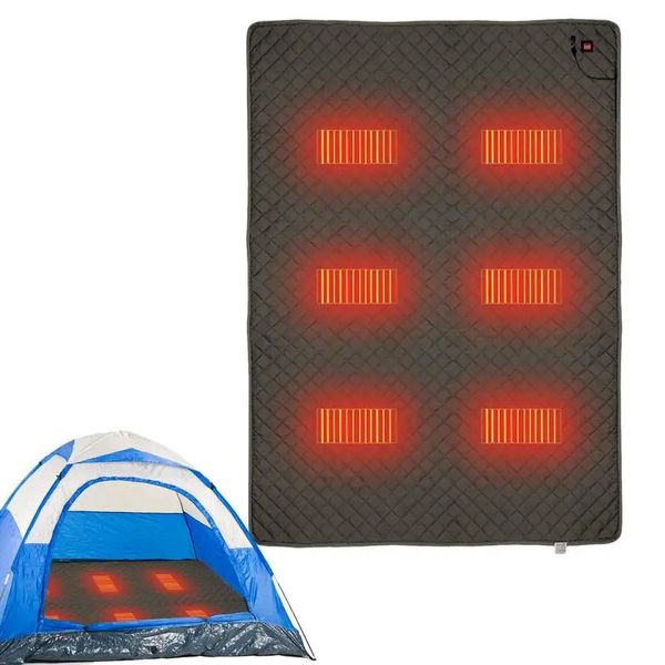 Sacos de dormir Saco de dormir para acampamento Cobertor de aquecimento elétrico 5V USB Almofada aquecida 6 zonas de aquecimento 3 engrenagens Tapete de aquecimento ajustável com temperatura 231113