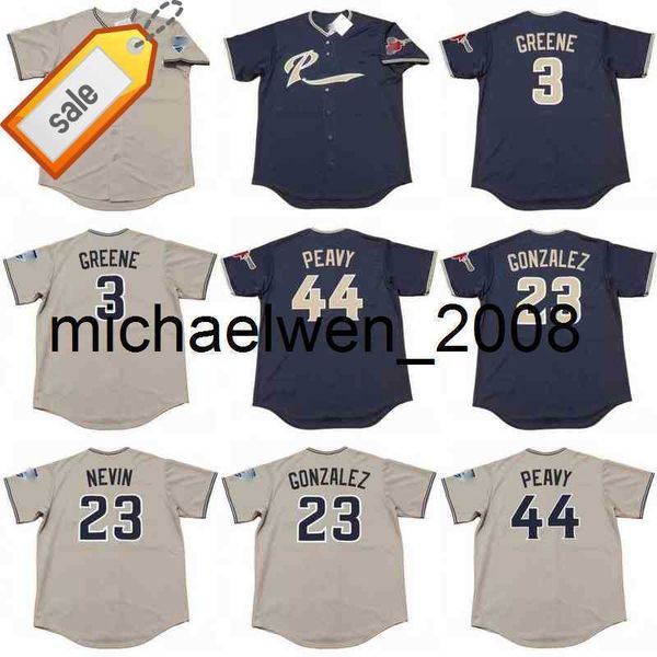 Mich28 Masculino 3 KHALIL GREENE 23 ADRIAN GONZALEZ 44 JAKE PEAVY 2004 Camisa de beisebol