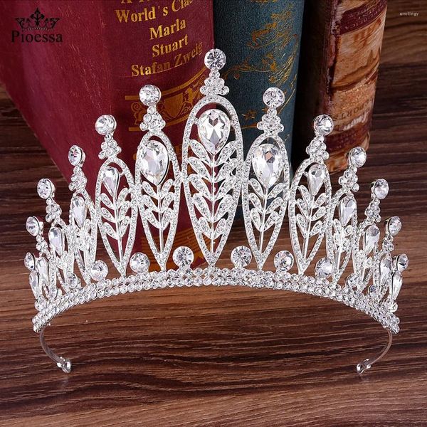 Fermagli per capelli Pioessa Barocco di lusso in cristallo di pavone Tiara da sposa Corona diversa Strass Spettacolo Diadema Copricapo Accessori da sposa