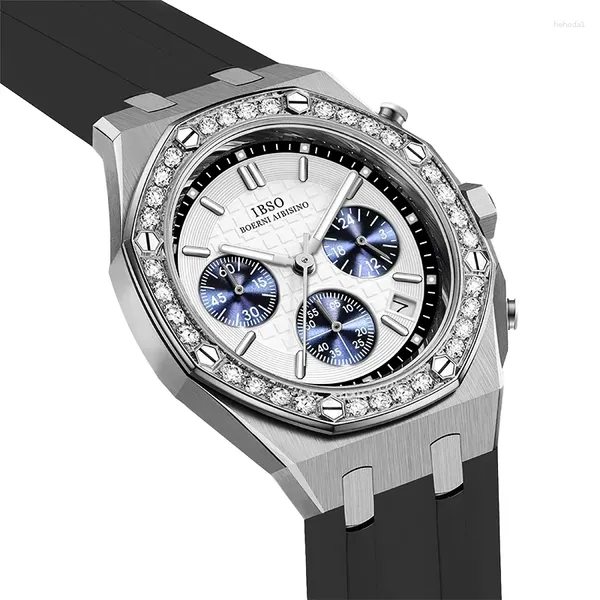 Наручные часы, оригинальные брендовые часы, мужские черные силиконовые ремешки, светящиеся ручные часы для мальчиков, модные водонепроницаемые роскошные мужские наручные часы с кристаллами