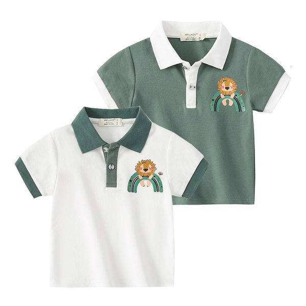 Camisas de camisetas de verão meninos pólo pólo cartoon fofinho camisetas de algodão de algodão qualidade de bebê camisa infantil crianças roupas 230412