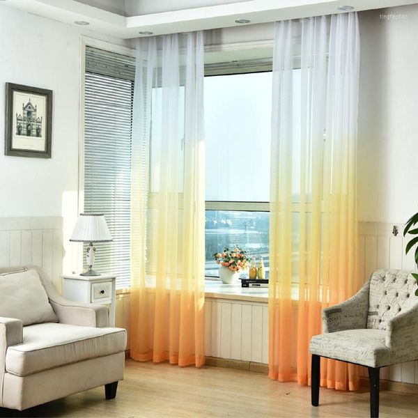Cortinas cortinas gradiente color estampe vara cinza janela moderna sala de estar tule pura tecidos rideaux cortinas