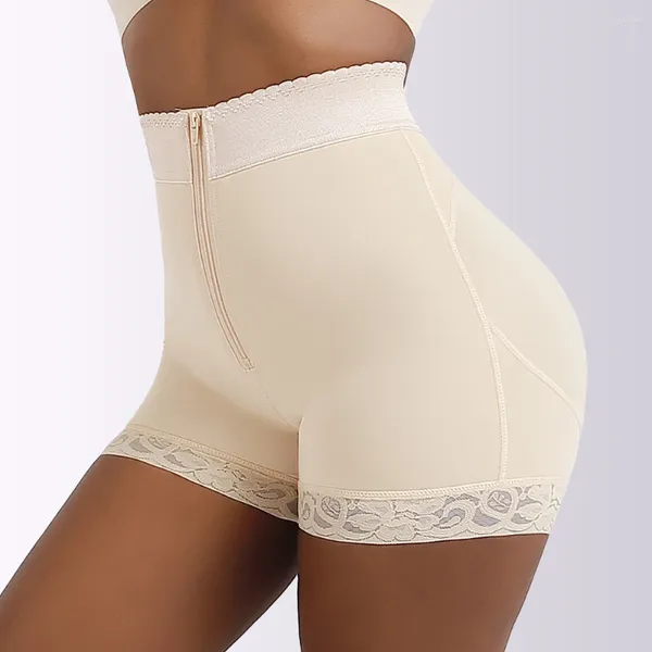 Intimo elasticizzato e contenitivo da donna 6XL Pantaloncini di sicurezza con cerniera anteriore in pizzo Vita alta Boxer elasticizzato addominale Slim Fit Sollevamento dell'anca Mutandine addominali