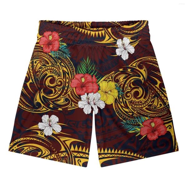 Shorts masculinos polinésio tribal fijian totem tatuagem fiji imprime calças de verão casual suor homens clássico marca roupas praia