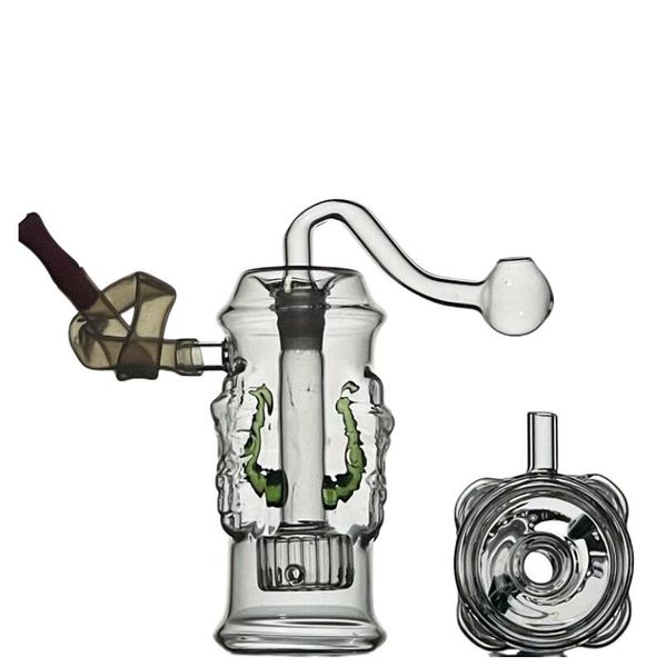 ACOOK Mini Glas Ölbrenner Bong Wasserpfeifen mit Recycler Dab Rig Handbongs Dicke Pyrex Glasbecher Bong mit 10mm Ölbrennerrohr