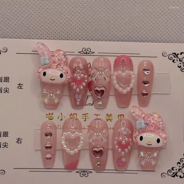 Unhas falsas diy artesanal pressonnails dos desenhos animados nailsinspiração tridimensional prego remendo anime brinquedo para meninas brinquedos presente