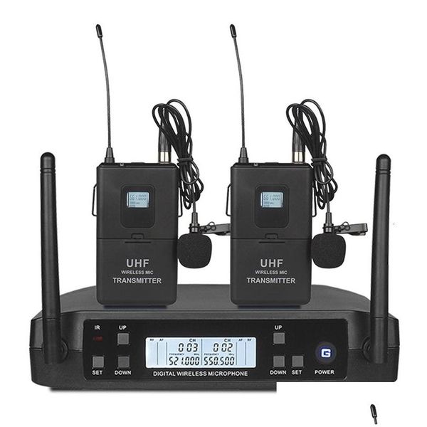 Sprachwechsler Glxd4 Dual Sender Uhf Wireless Mikrofon mit Handheld Bodypack Revers Headset Headworn Mic für Karaoke-System S Dhqza