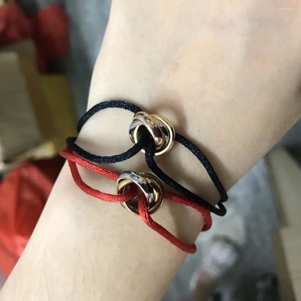 Charm Armbänder Hohe Qualität 16 Farben Schwarz Rot Blau Einziehbares Gewebtes Seil Armband Für Frauen Luxus Edlen Schmuck