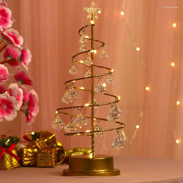 Lâmpadas de mesa Luzes de Natal LED Crystal Tree Bedroom Home Party Decoration Lâmpada Presentes