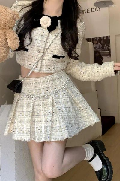 Jaquetas femininas temperamento senhoras tops jaqueta coreana para mulheres o-pescoço manga comprida túnica outwear moda doce casaco curto 2023 ropa mujer