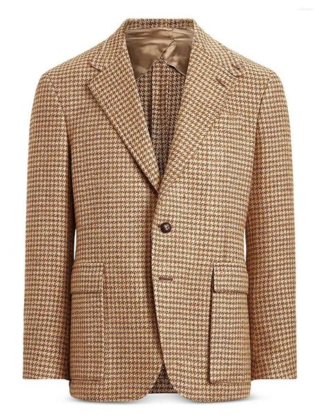 Ternos masculinos 3 peças terno houndstooth jaqueta colete com calças de linho para festa casual diária