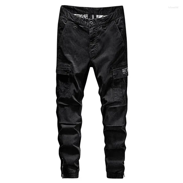 Calças masculinas bolso roupas masculinas à prova d'água múltipla carga elástica militar calças masculinas ao ar livre corredores calça plus size homem tático