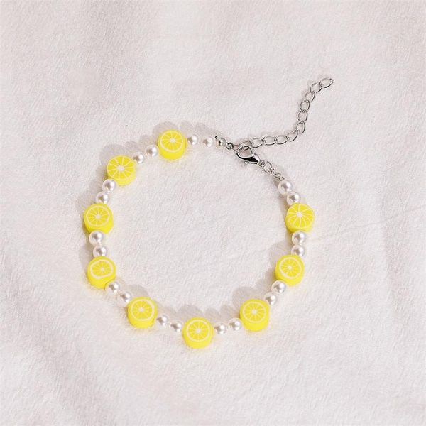 Charm Bracelets Korean Trendy Cute Fresh Rice Bead Soft Pottery Flower Fruit Beaded Bracelet For Women Summer Cool Jewelry Party Gifts