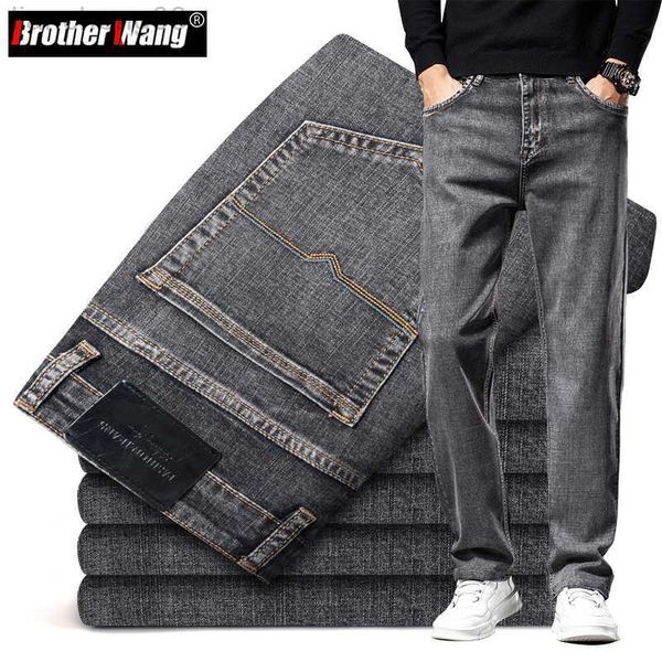Jeans masculinos 6 cores Men Autumn Men Grey Jeans retos negócios Casual Cotton Stretch calça jea
