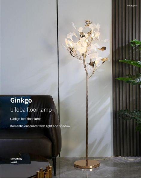 Lâmpadas de piso Nóricas Nordic Ginkgo Folha de estar moderna sala de estar