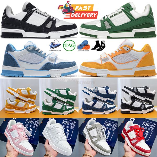 Tasarımcı Düz ​​Sneaker Trainer Sıradan Ayakkabı Denim Tuval Deri Beyaz Yeşil Kırmızı Mavi Mektup Moda Platformu Erkek Kadınlar Düşük Lvlies Trainers Spor Sakinleri